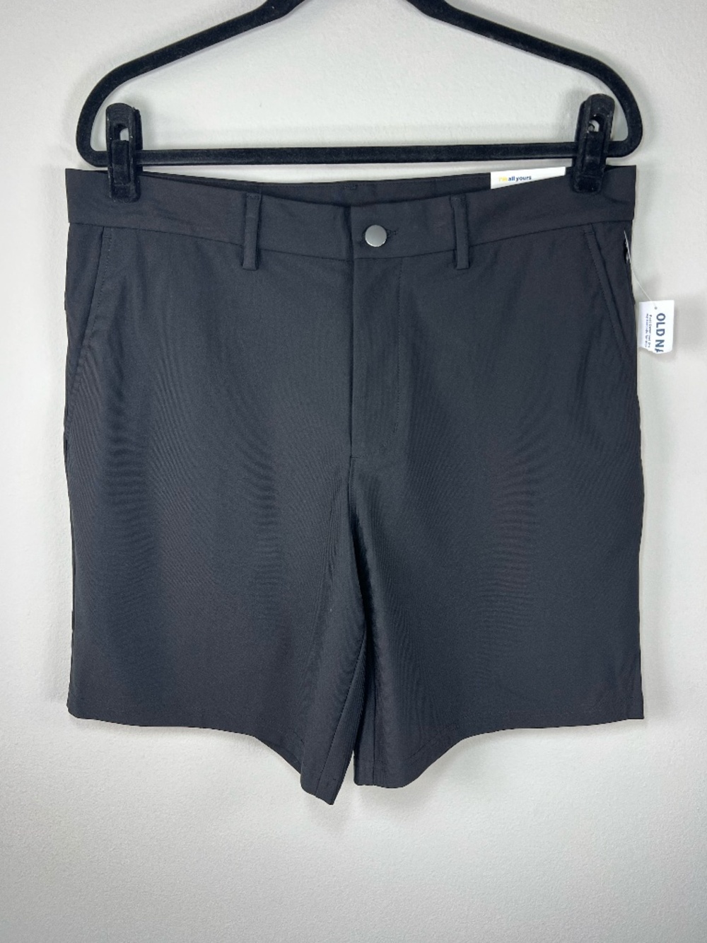 Old Navy Active Tech Hybrid 8" Shorts Black Stretch Pocket Golf Preppy NEW Sz 34